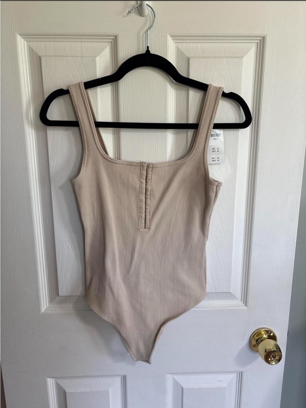 Abercrombie & Fitch Neutral Ribbed Tank One-Piece Bodysuit